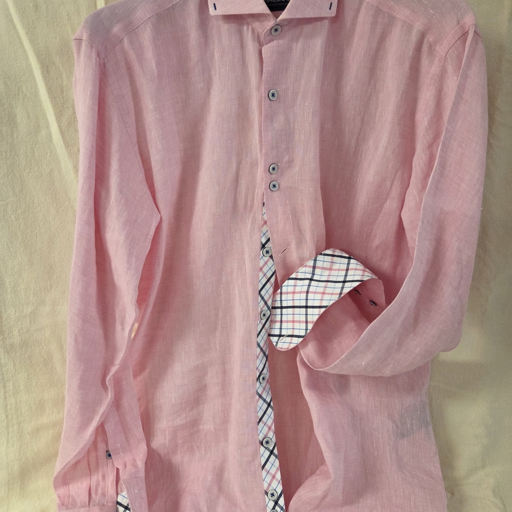 Maceoo Linen Pink Dress Shirt